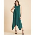 thumbnail image 2 of Moomaya Contemporary Asymmetric Round Neck Solid Rayon Dress Loose Fit Day Dress, 2 of 9