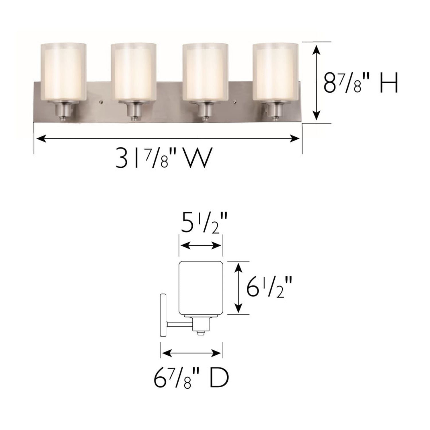 Design House Oslo Traditional 4-Light Indoor Dimmable Bathroom Vanity Light, Satin Nickel