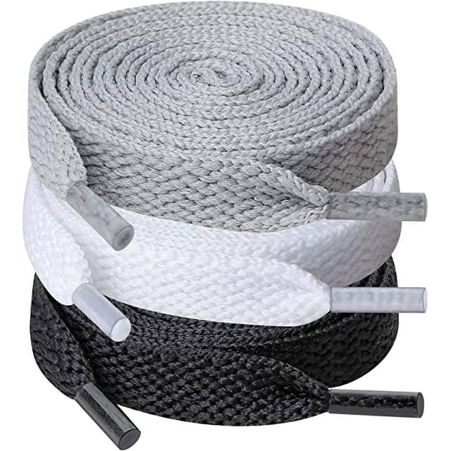 3 pares de cordones para zapatos, cordones planos de 0,8 cm de ancho para zapatillas de deporte, correr, adultos, niños