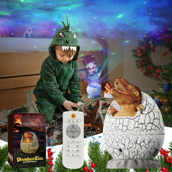 Fixdono Dinosaur Egg Star Projector, Galaxy Night Light with Bluetooth Music Speaker, White Noise