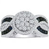 Forever Bride 1 Carat T.W. Diamond with Sapphire Shank Sterling Silver Round Composite Head Ring