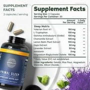 Primal Harvest Primal Sleep Supplement with Valerian Root, L-Tryptophan, GABA, Chamomile & Melatonin - 60 Capsules