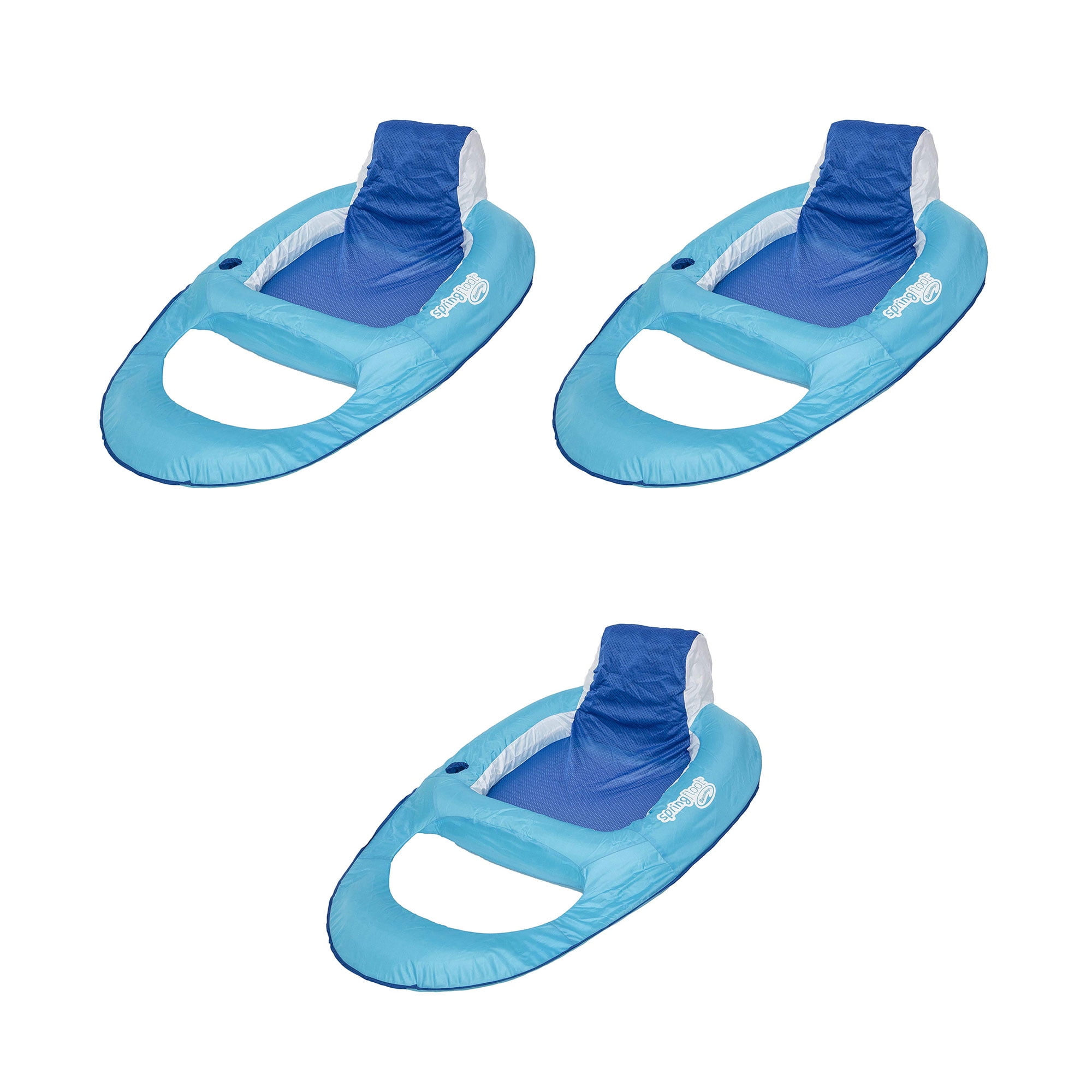 SwimWays Swimming Pool Spring Float Water Recliner w/ Headrest, Blue (3 Pack) - Walmart.com