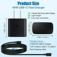 thumbnail image 3 of 45W USB C Super Fast Charger for Lenovo Tab M9 Super Fast PPS Wall Charger with 6ft USB C Cable - Black, 3 of 5