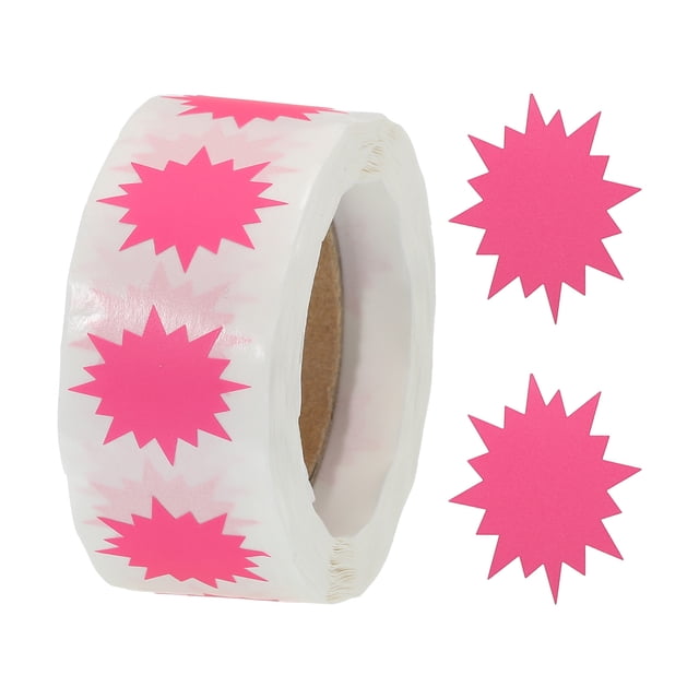 Unique Bargains 1 Roll Color Coding Burst Labels Fluorescent Pink 1 Inch Adhesive Dots Stickers DIY Craft, 500 Count/Roll