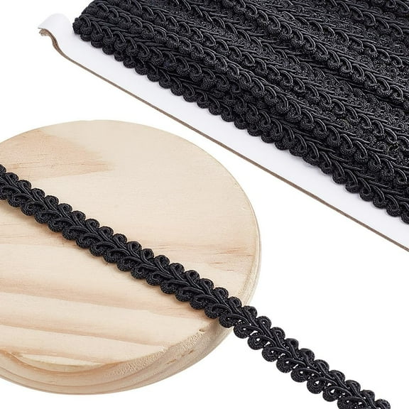 14 Yards Gimp Braid Trim for Sewing 0.5inch Decorative Fabric Trim Polyester Sewing Trim Ribbon Woven Curtain Fabric Trim for Upholstery Sewing Hand Crafts Costume Home Decorative Black DIY