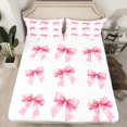 thumbnail image 2 of Feelyou Kawaii Bowknot Girl Bed Sheets, White Pink Bow King Sheets, Dreamy Princess Style Sheet Set, Breathable Home Decor, 4 Pieces, 2 of 7