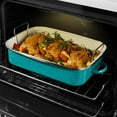 thumbnail image 2 of The Pioneer Woman Enamel-on-Steel Roaster with Rack, Teal Speckle, 2 of 6