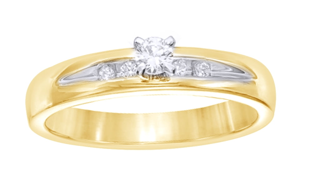 0.12 Cttw For Fathers Day Gift Round Cut White Natural Diamond DAD Ring in 10K Solid Gold