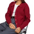 thumbnail image 2 of Women Lapel Collar Sweater Button Up Open Front Fall Knit Jackets Cute Long Sleeve Button Down Cardigan Wine Red S, 2 of 7