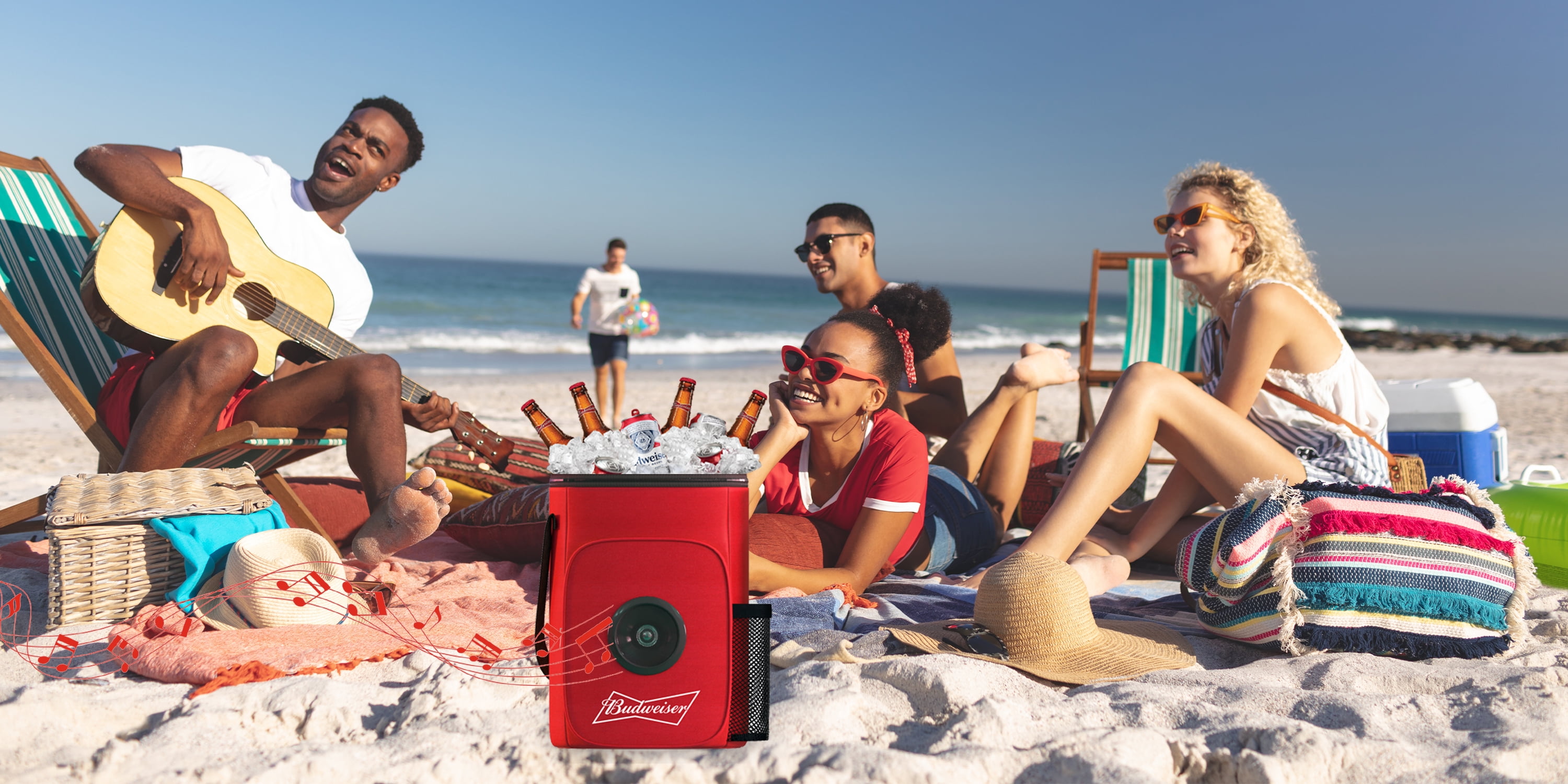 Budweiser Small Lunch Bag Cooler with Bluetooth Speaker and Beer