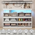 thumbnail image 5 of Hommpa White LED 6 Drawers Dresser for Bedroom, Chest of Drawers with Charging Station and LED Lights, TV Stand Tall Dresser for Closet, Wooden Modern Storage Cabinet for Living Room, Entryway, 5 of 14