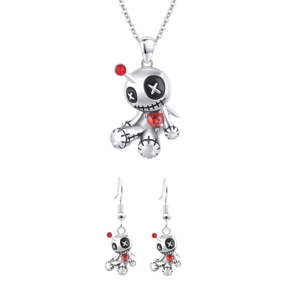 JZROCKER Personality Embracing Voodoo Doll Necklace And Earrings Set For Unique Taste