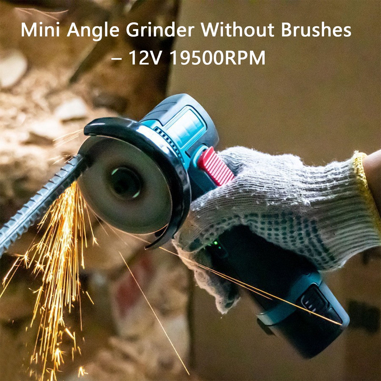 Mini Angle Grinder Without Brushes – 12V 19500RPM Portable Handheld Cordless Angle Grinder Tool with 2 Batteries & 76mm Cutting Wheels for Metal Tile PVC,B