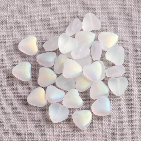 U8MO 20pcs 8mm Small Heart Crystal Lampwork Glass Loose Beads For Jewelry Making-Matte AB