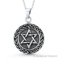 thumbnail image 1 of Star of David & Braided Bali-Knot Circle Charm Pendant & Chain Necklace in Oxidized .925 Sterling Silver, 1 of 1