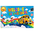 thumbnail image 2 of Cartoon School Bus Back to School Kids Educational Rainbow Banner for Classroom Decoration School Event Welcome Party, 2 of 6