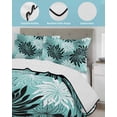 thumbnail image 3 of Twin Quilt Bedding Set, Teal Black Flowers Reversible Summer Quilt 3 Pieces, Modern Abstract Blooms Floral Lightweight Bedspreads Coverlets with 2 Pillow Shams for All Seasons, 3 of 5