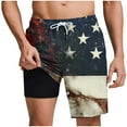thumbnail image 3 of cllios 4th of July Men Shorts American Flag Print Swim Trunks with Compression Liner Quick Dry Lightweight Shorts Casual Summer Vacation Beach Shorts, 3 of 7