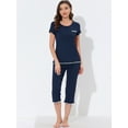 thumbnail image 3 of DARING DIVA Women's Round Neck Casual Pajama Sets L Navy Blue, 3 of 6