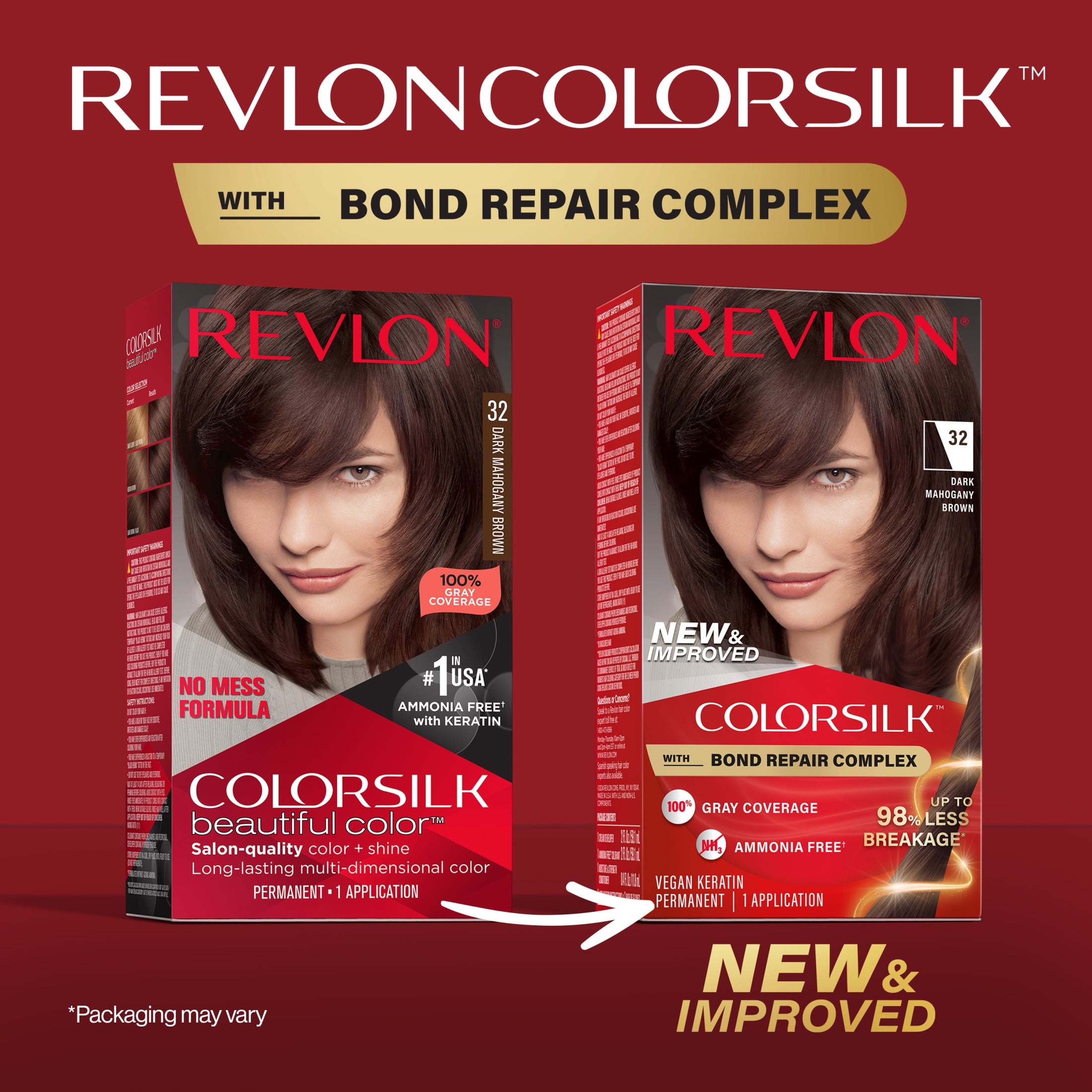 Revlon ColorSilk Permanent Hair Color, Bond Repair Complex, 32 Dark Mahogany Brown, 1 pack  (图3) Revlon ColorSilk Permanent Hair Color, Bond Repair Complex, 32 Dark Mahogany Brown, 1 pack  (图3)