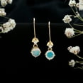 thumbnail image 5 of Rosec Jewels Real Ethiopian Opal Drop Earrings - 1 Carat - AAA Quality - Opal Diamond Earrings with Fish Hook - Ready to Gift, 18K Yellow Gold, 5 of 8