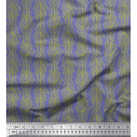 Soimoi Purple Silk Fabric Coconut Leaves Decor Fabric Printed Yard 42 Inch Wide
