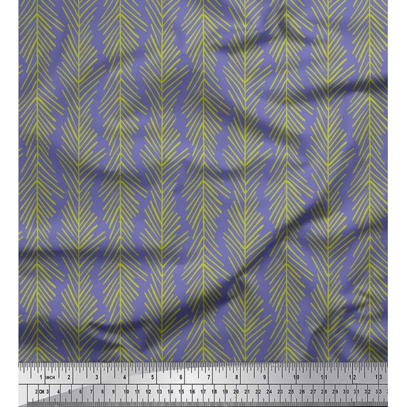 Soimoi Purple Cotton Poplin Fabric Coconut Leaves Printed Fabric 1 Yard 56 Inch Wide