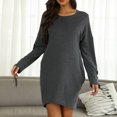 thumbnail image 6 of Elainilye Fashion Womens Dress Long Sleeve Round Neck Solid Bandage Casual Dress Vacation Dress,Gray, 6 of 9