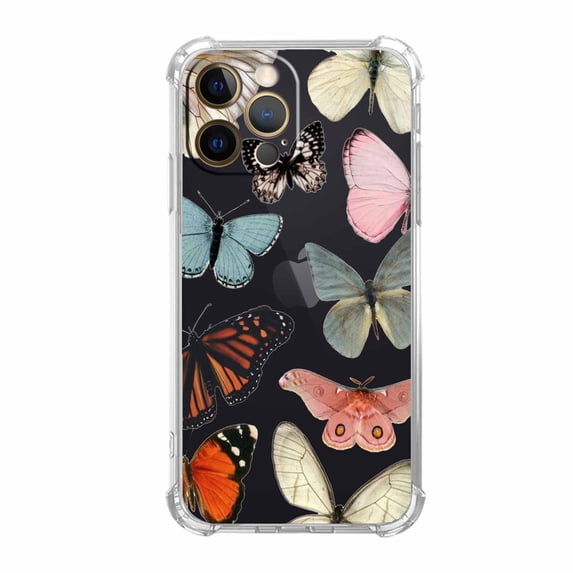 Cute Butterfly Clear Case for iPhone 12 Pro,Transparent Soft TPU Bumper Full Cover Case