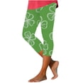 thumbnail image 2 of Simua St. Patrick's Day Women's Yoga Leggings, Green Clover Print High Waist Stretch Pants, 2 of 5