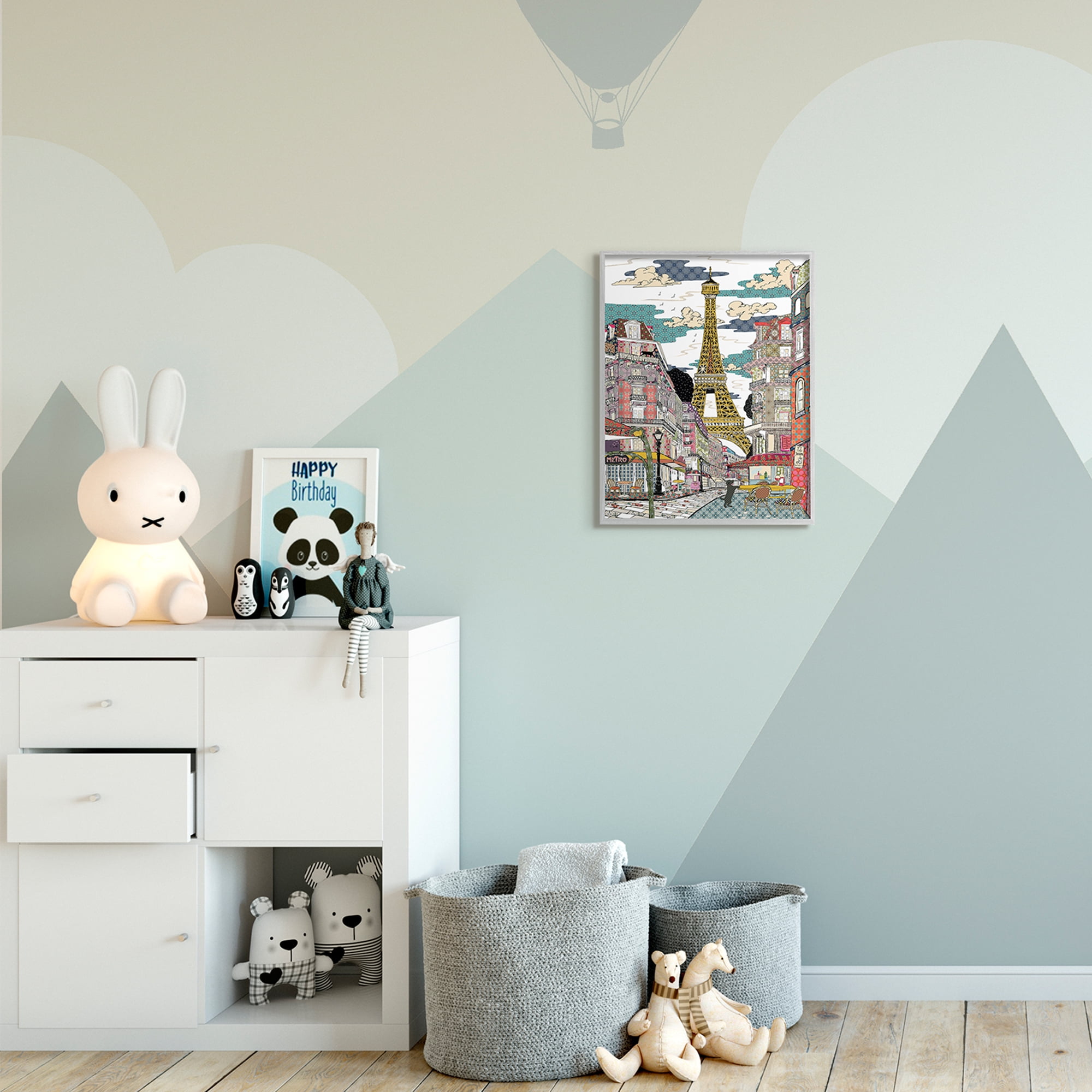 Stupell Industries Patchwork Pattern Paris Architecture Abstract Urban City Abstract Painting Gray Framed Art Print Wall Art, 16 x 20
