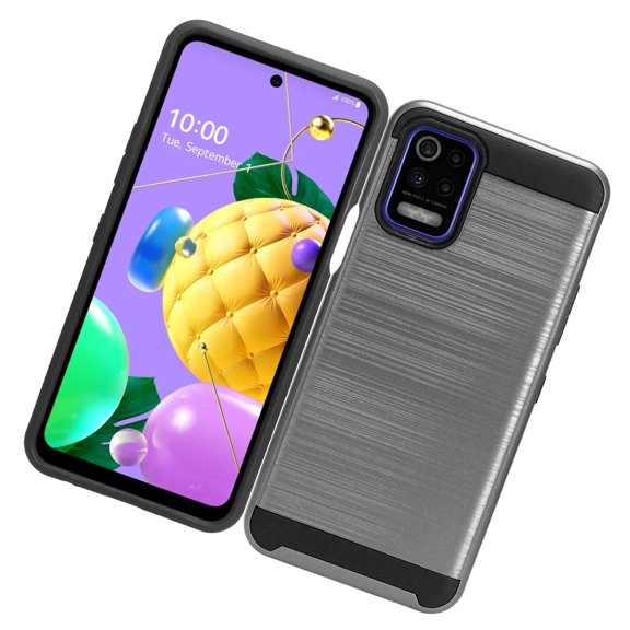 Case for LG K52 Brushed Texture Slim Hybrid Shockproof Dual Layer Hard PC & TPU Silicone Armor Rugged Protective Cover for LG K52 by Xcell - Gray