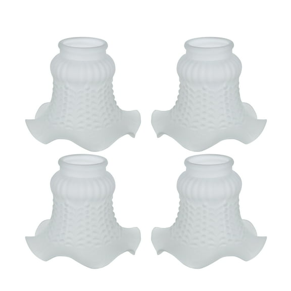 Aspen Creative 23097-4 Transitional Style Replacement Floral Shaped Frosted Glass Shade, 2" Fitter Size, 4 1/8" high x 4 3/4" diameter, 4 Pack