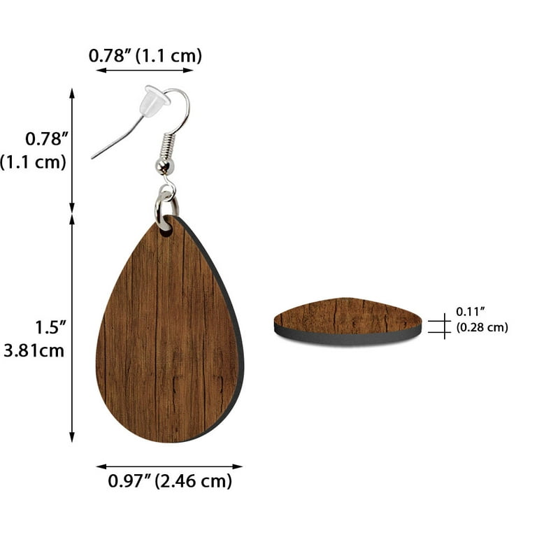 Pair of Teardrop Shape MDF Earrings with Hanging Hardware (set of 2).  Laserable!