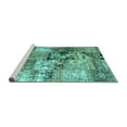 thumbnail image 2 of Ahgly Company Machine Washable Indoor Round Patchwork Turquoise Blue Transitional Area Rugs, 6' Round, 2 of 4