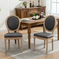 thumbnail image 4 of French Country Dining Chairs Set of 6, Dark Gray Kitchen & Dining Room Chairs Set of 6, Dark Gray Linen Upholstered Dining Chairs, Wood Legs, Sillas De Comedor (Fabric,Dark Grey, 6Pcs), 4 of 12