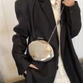 thumbnail image 2 of Jiibva Women's Reflective Oval Clutch with Shoulder Chain - Small Metal Crossbody Bag for Party, Wedding, Cocktail, Prom, 2 of 7