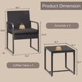 thumbnail image 2 of Asofer 3 Pieces Patio Chairs with Cushions,All-Weather Outdoor Rattan Furniture Sets with Glass Table for Garden,Porch, Bistro,Yard,Black, 2 of 9