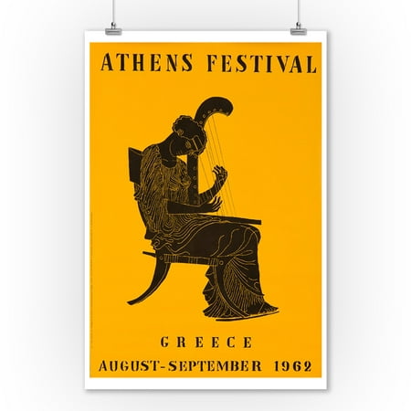 Athens Festival Vintage Poster (artist: Kaztourakis) Greece c. 1962 (9x12 Art Print, Wall Decor Travel