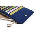 thumbnail image 4 of Cartera para mujer Tarjetero con bloqueo Rfid Organizador de tarjetas con cremallera Cuero genuino Azul suave oso de fresa, 4 of 5