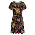 thumbnail image 4 of Mexican Black Pattern Dress Fashion Beach Short Sleeve Dresses Female Party Printed Sundress, 4 of 7
