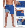 thumbnail image 3 of Mens 2 in 1 Swim Trunks with Compression Liner, Quick Dry Beach Shorts, Bathing Suit with Phone Pocket Blue M, 3 of 6