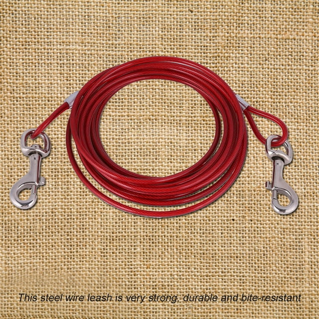 Dog Wire Rope, Blue/Red Steel Cable Dog Leash, Pet Leash 5mmx5m Wear Resistant For Post Tree Garden Use Ground Stake Outdoor Picnic Outdoor Camping