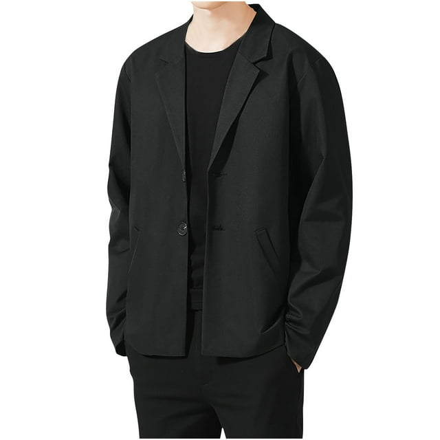 LOVZFMLL Jackets for Men's Solid Color Leather Suit Fashionable No Iron Plus Leather Suit