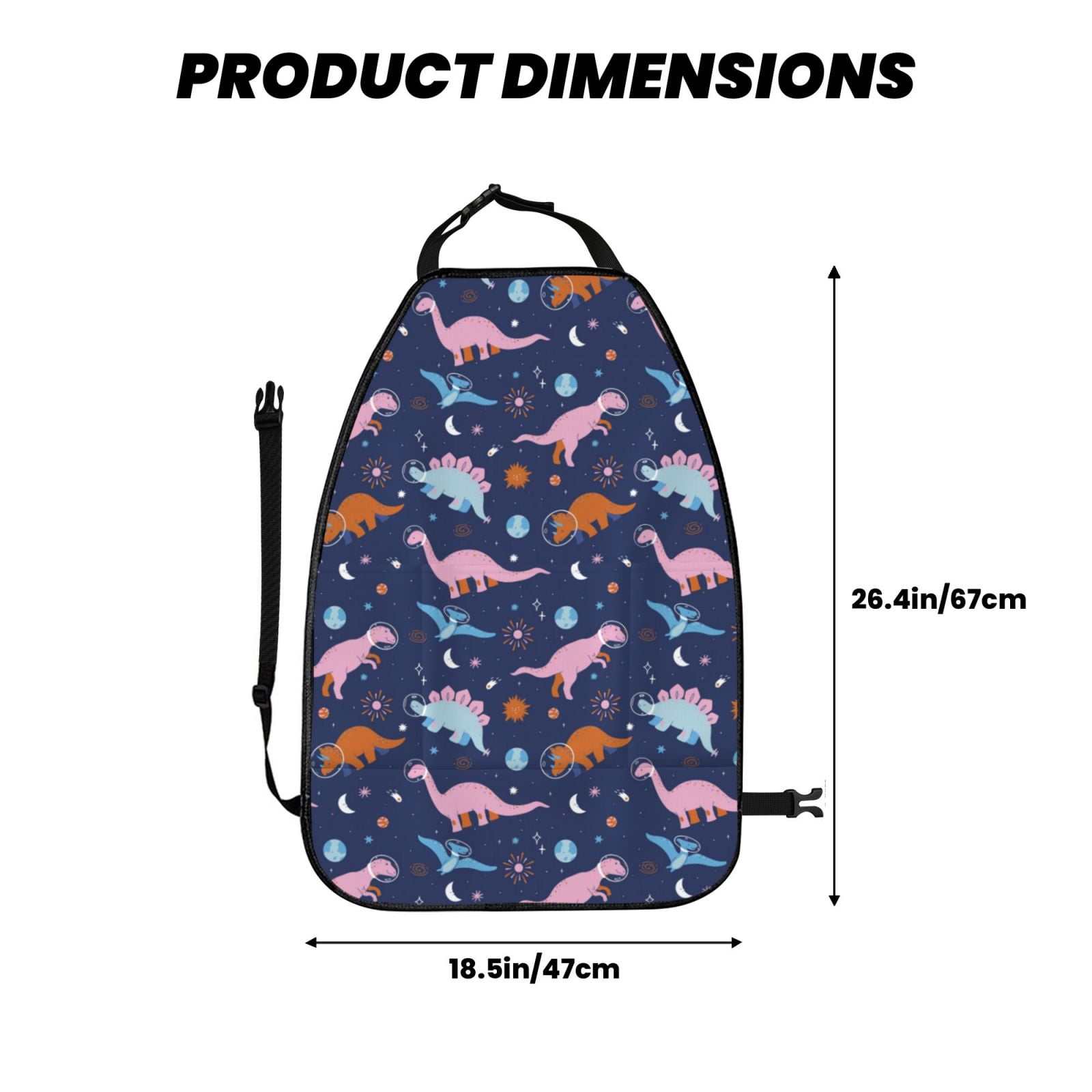 Kdxio Dinosaur Print 2 Pack Car Kick Mat Seat Cover Back Protector Mat with Pockets for Organizer Backseat Protector and Storage Anti Kick Pad for Vehicles