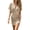 7039 - Beige, variant on Women Crochet Swim Cover Up Short Sleeve V Neck Drawstring Beach Dress Summer Swimwear Coverups 7039 - Beige One size