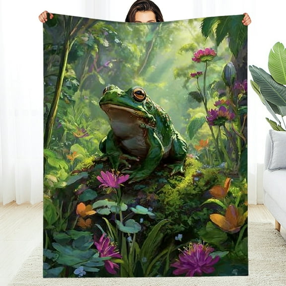 Creowell Cute Frog Blanket | Soft Warm Fuzzy Lightweight  Vivid Forest Scene Throw Blanket for Couch, Bed, Decor, Travel & Outdoor Use, Cozy Blankets for Adults Women Men   30*40in