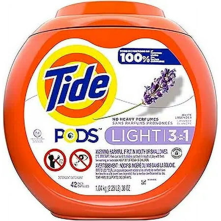 Tide Pods Light Laundry Detergent Soap Packs, White Lavender, 42 Ct