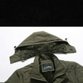 thumbnail image 4 of Miluxas Men's solid color outdoor pocket zipper long sleeved windproof and splash proof detachable arm submachine jacket hooded jacket Army Green, 4 of 7